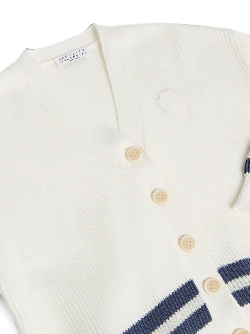 Brunello Cucinelli Kids Geribbeld katoenen vest met strepen en logo Wit