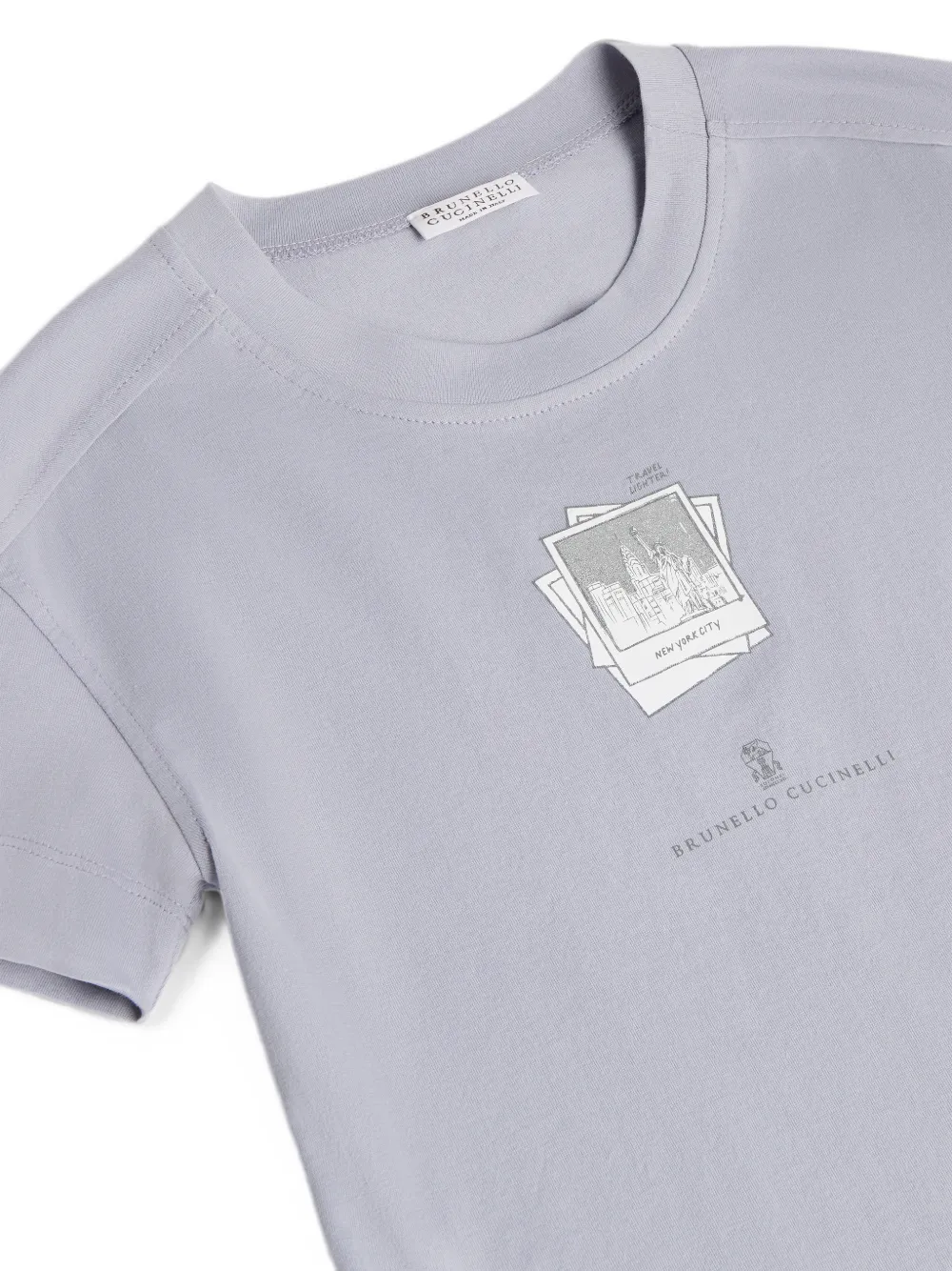 Brunello Cucinelli Kids Katoenen jersey T-shirt met print Paars