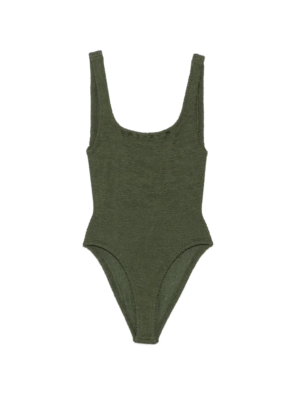 Hunza G crinkle-effect square-neck swimsuit - Verde