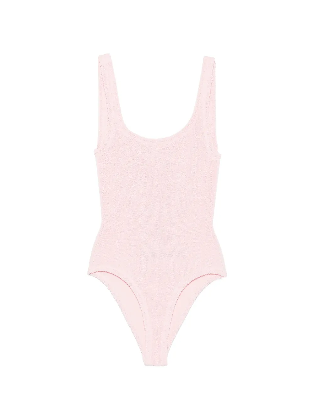 Hunza G crinkle-effect square-neck swimsuit - Rosa