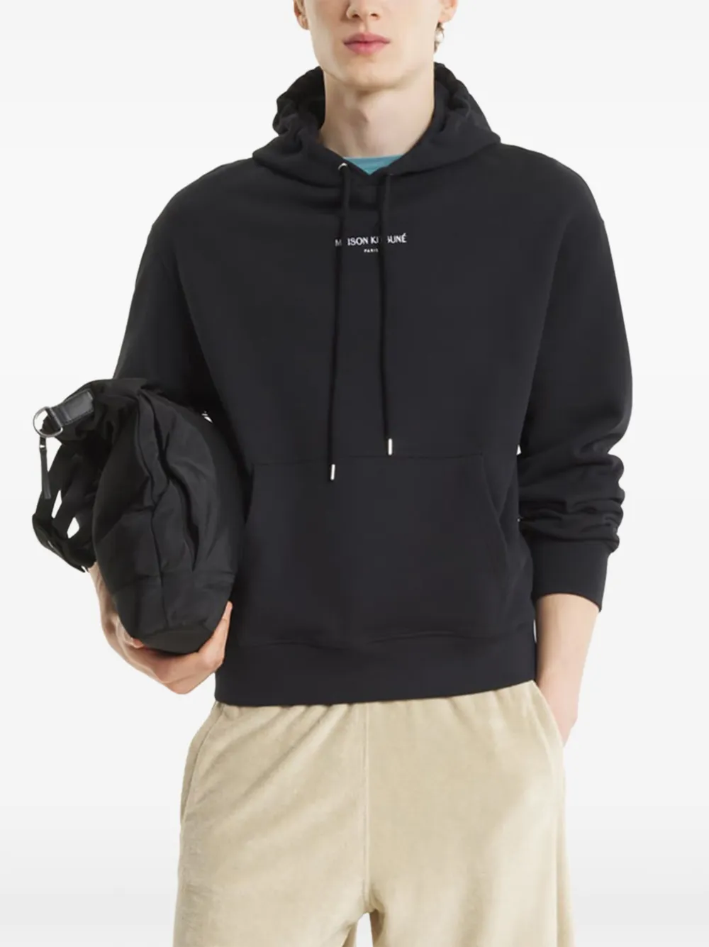 Maison Kitsuné Hoodie met logoprint Zwart