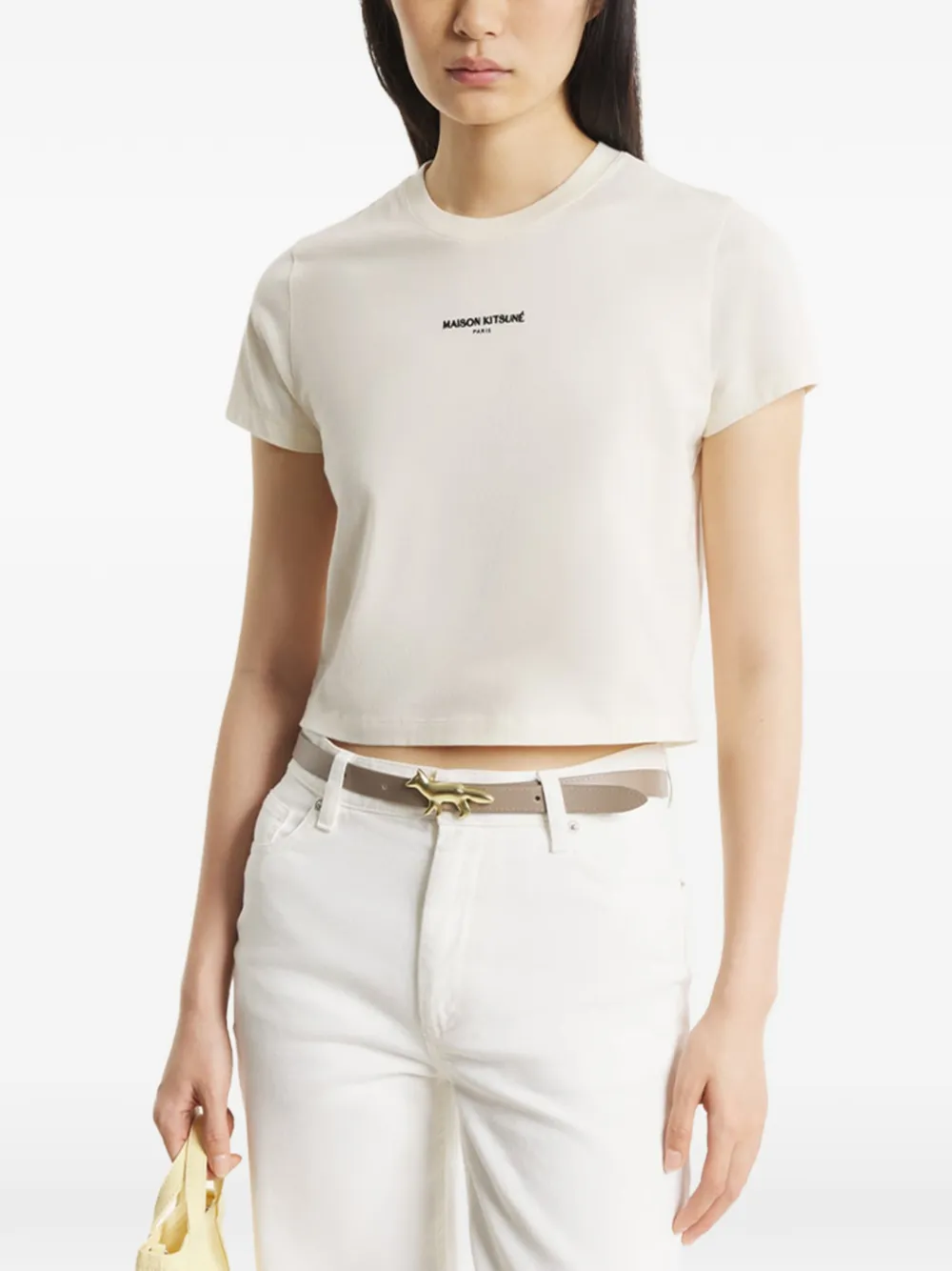Maison Kitsuné T-shirt met logoprint Beige