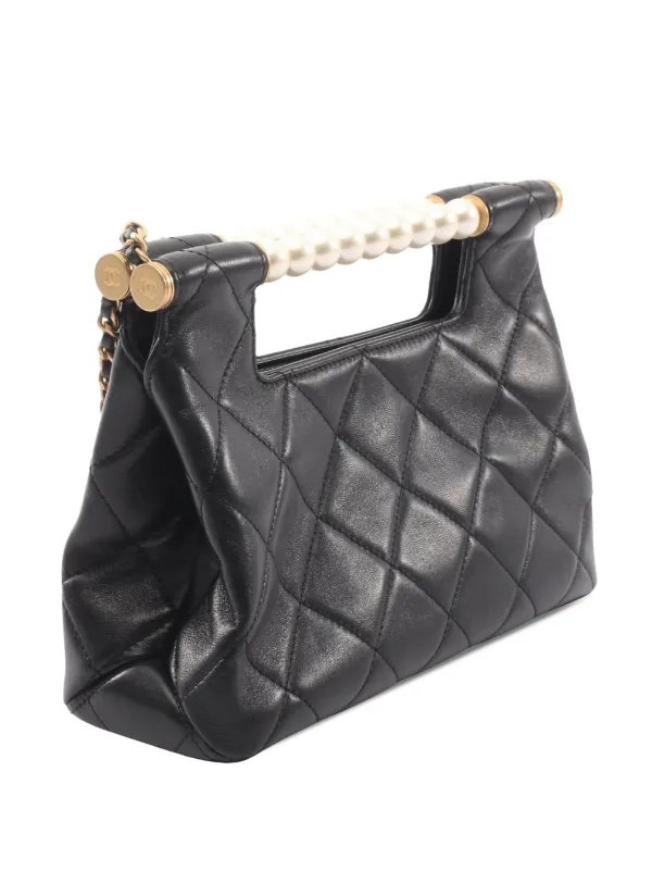 CHANEL Pre-Owned 2021-2026 Small Lambskin Pearl Handle Tote