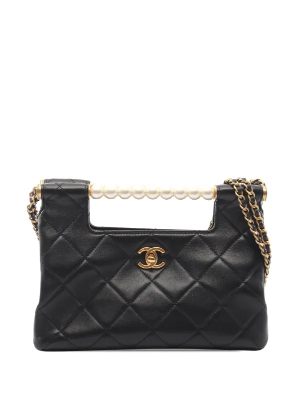 CHANEL Pre-Owned 2021-2026 Small Lambskin Pearl Handle Tote