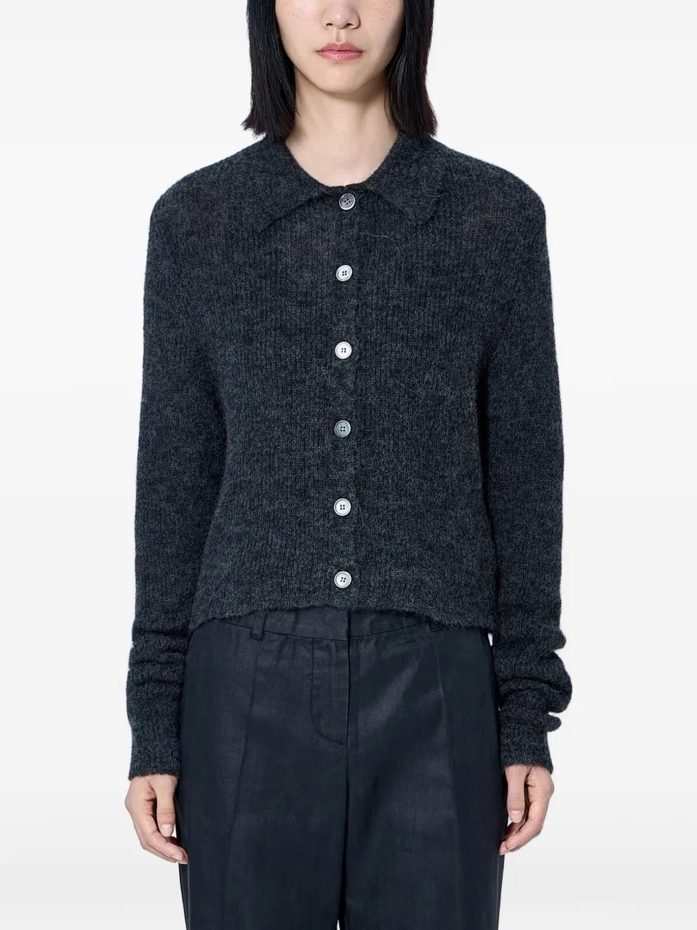 OUR LEGACY textured button-up cardigan - Grigio