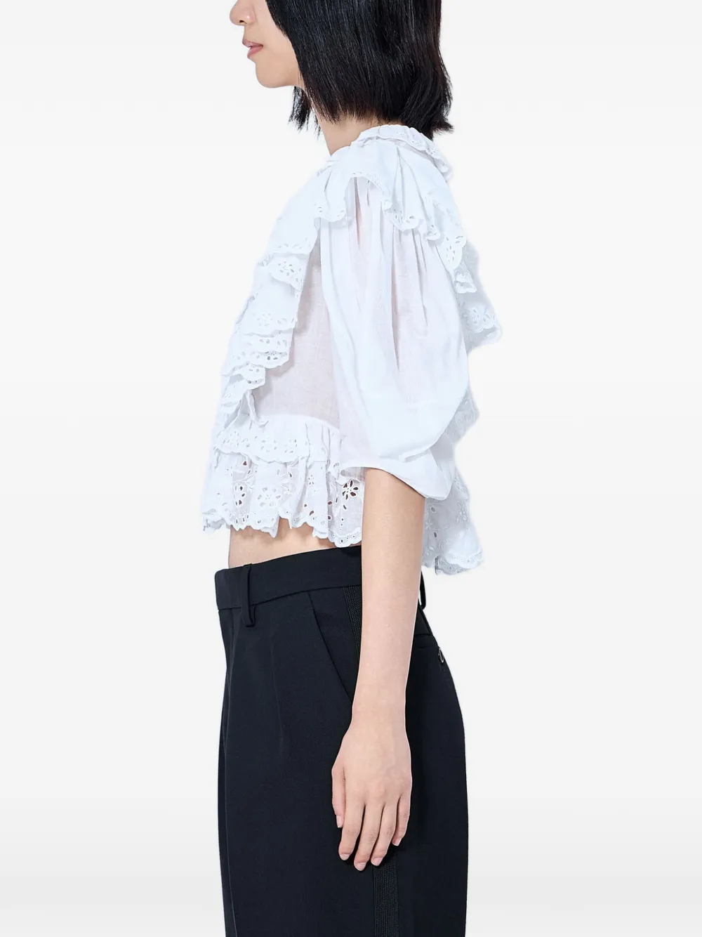 Chloé Katoenen voile cropped top met ruches en V-hals Wit