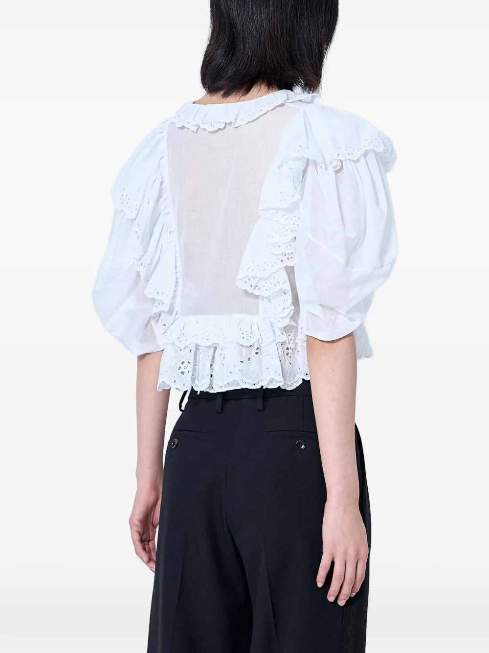Chloé Katoenen voile cropped top met ruches en V-hals Wit
