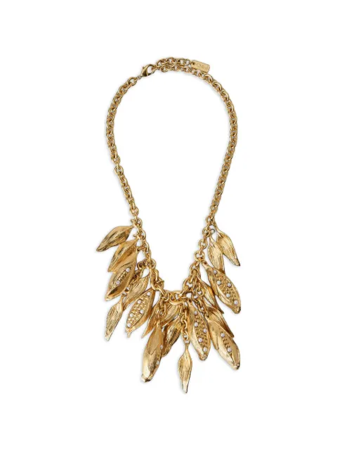 Chloé leaf-pendant pearl-embellished necklace