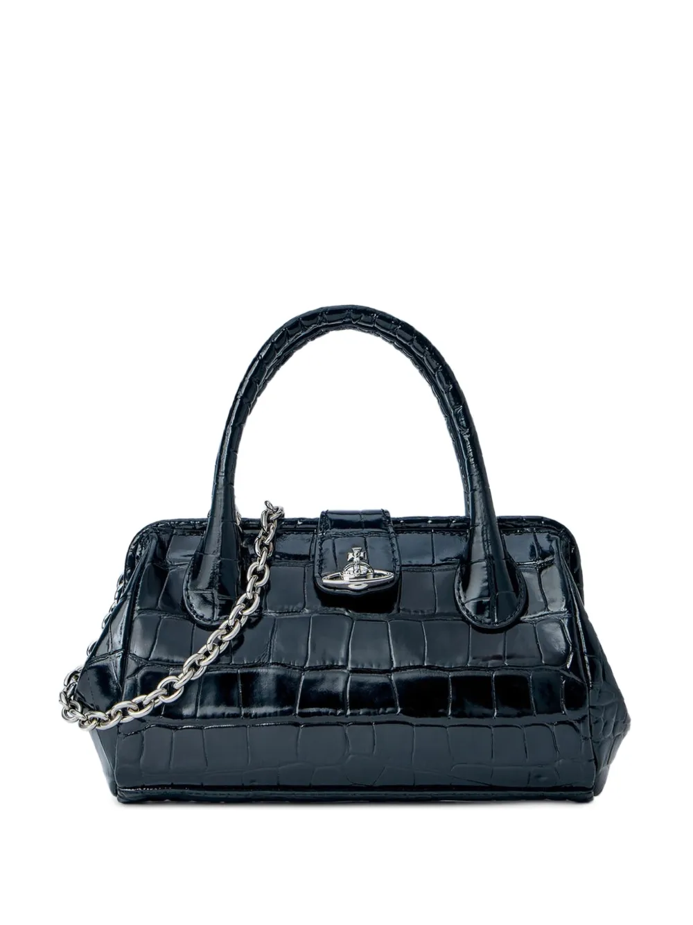 Vivienne Westwood crocodile-embossed leather tote bag - Nero