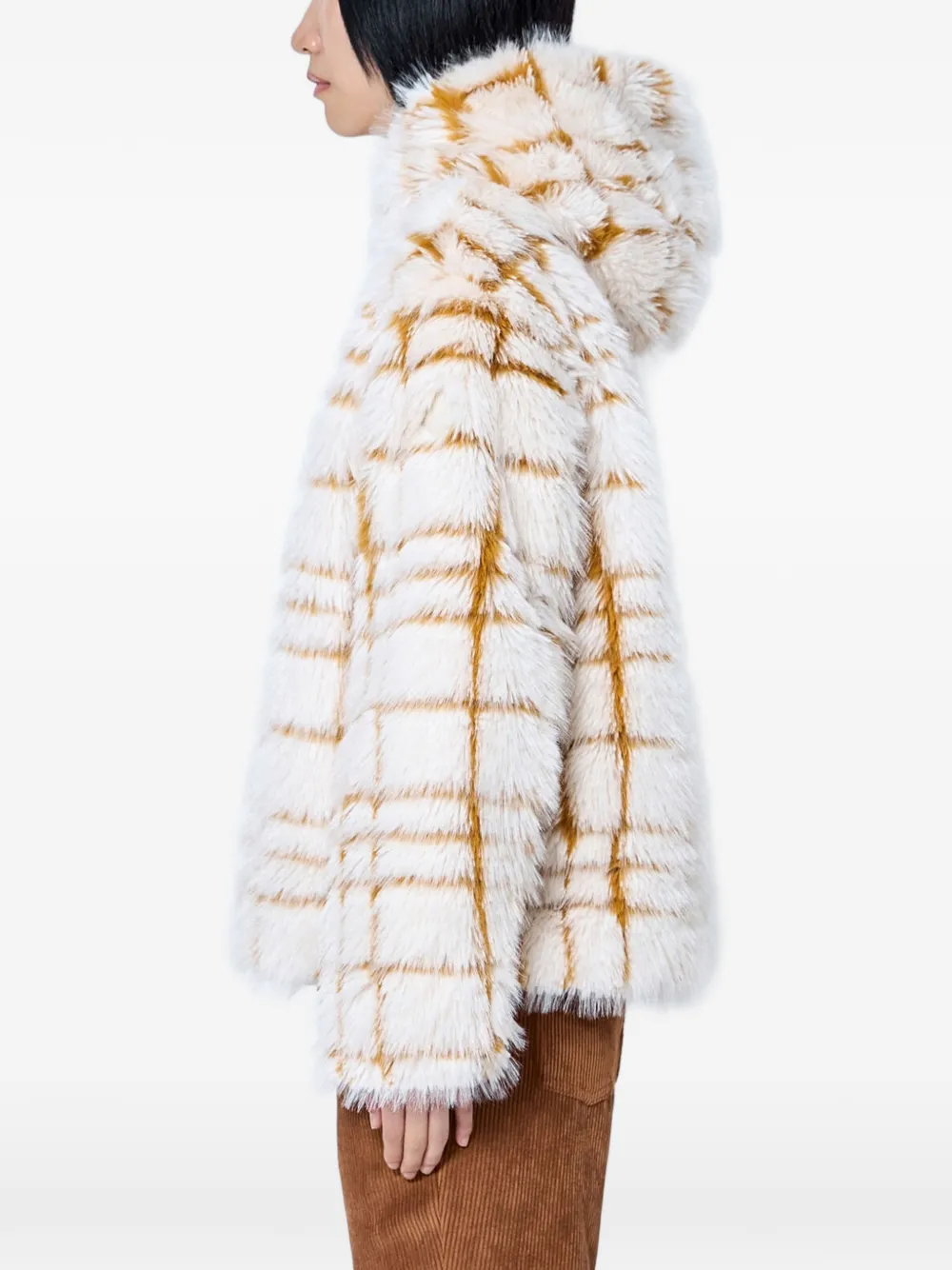 Moncler Geruit jack van imitatiebont Beige