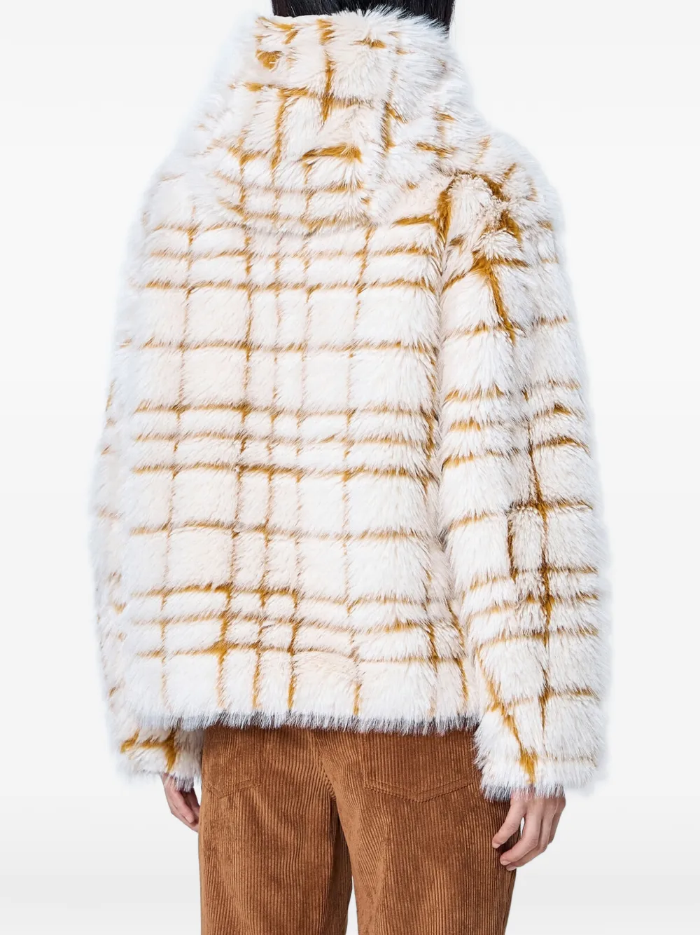 Moncler Geruit jack van imitatiebont Beige