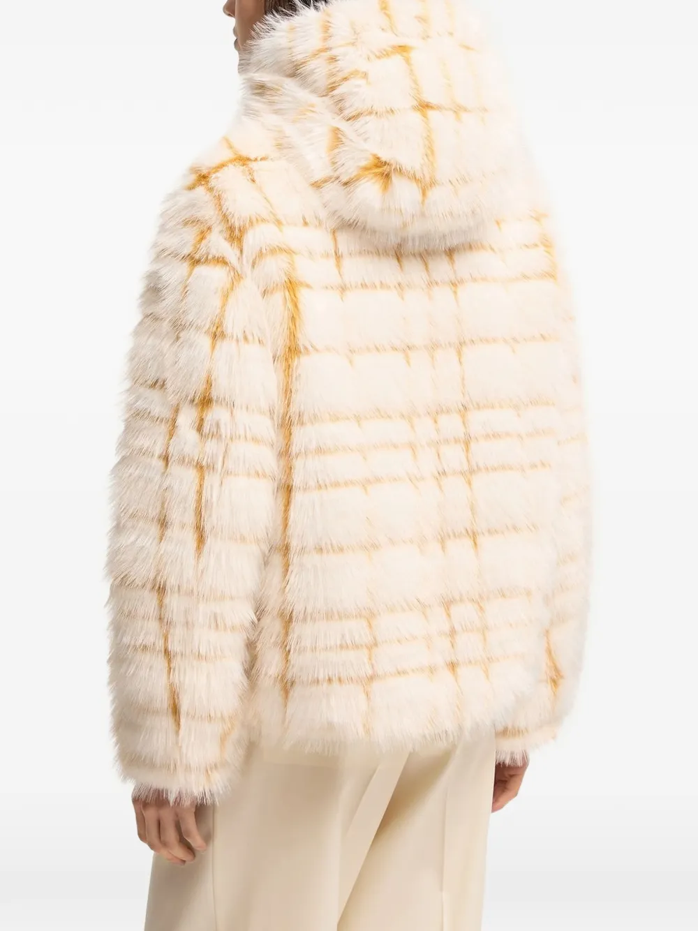 Moncler Geruit jack van imitatiebont Beige