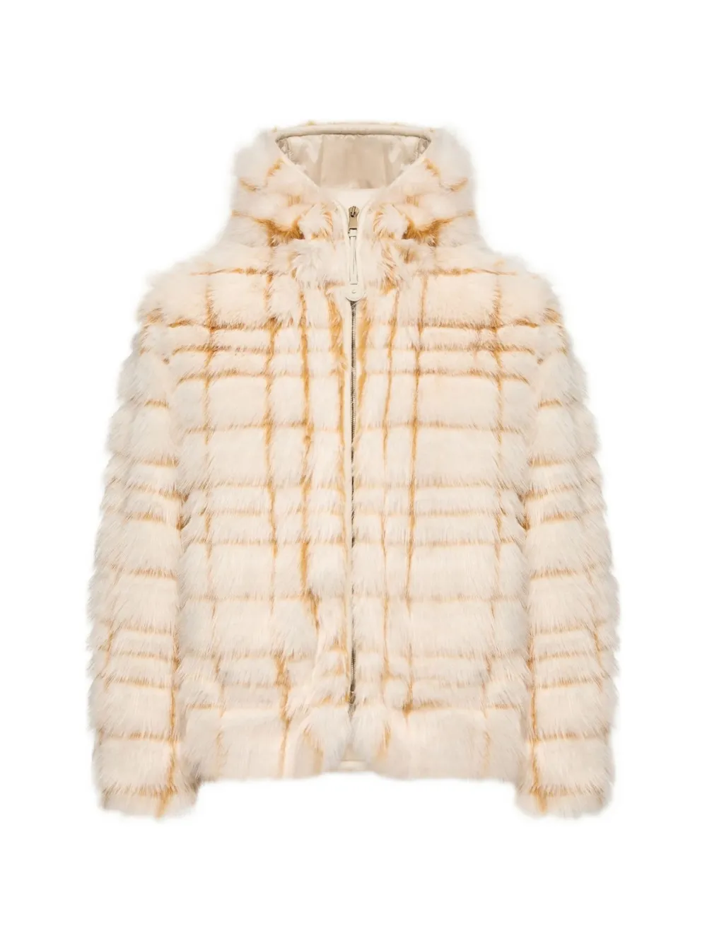 Moncler Geruit jack van imitatiebont Beige