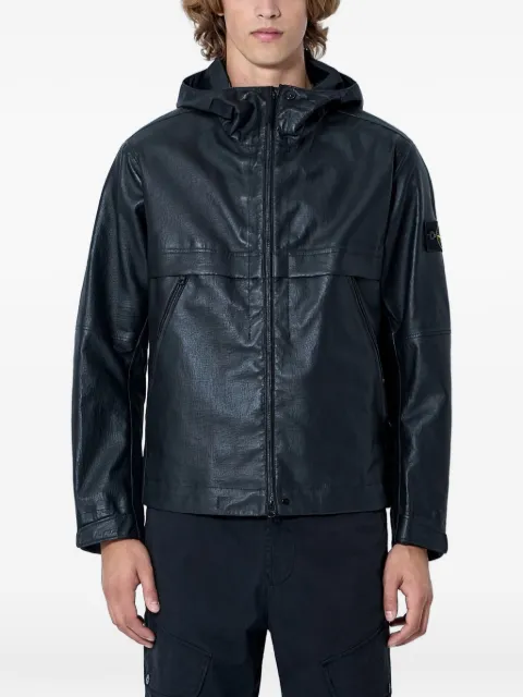 Stone Island hooded leather jacket