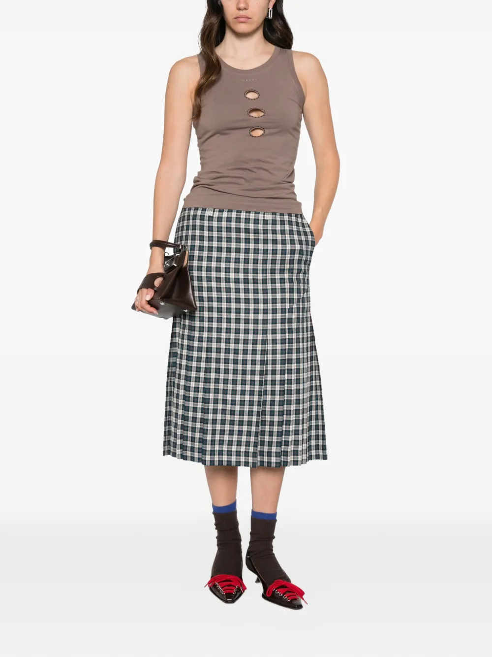 Marni Katoenen tanktop met uitgesneden stippen Beige