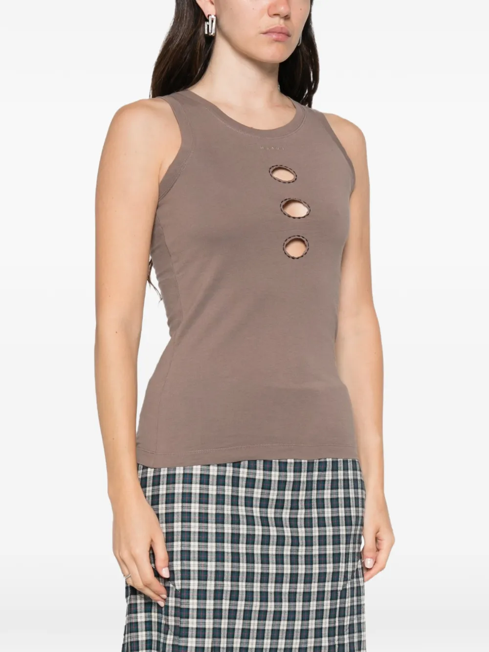 Marni Katoenen tanktop met uitgesneden stippen Beige