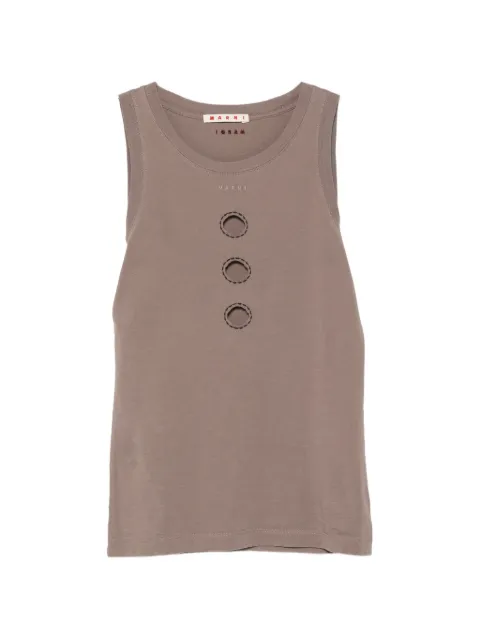 Marni gray cotton tank top with cut-out polka dots