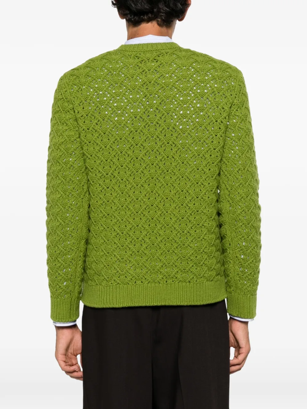 Valentino Garavani V-detail cable-knit sweater Groen