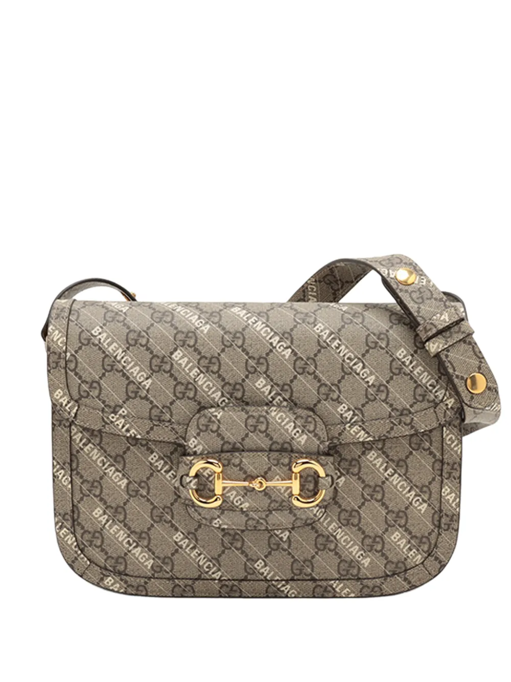 Gucci Pre-Owned 2016-2026 Balenciaga Medium GG Supreme Horsebit 1955 shoulder bag - Toni neutri