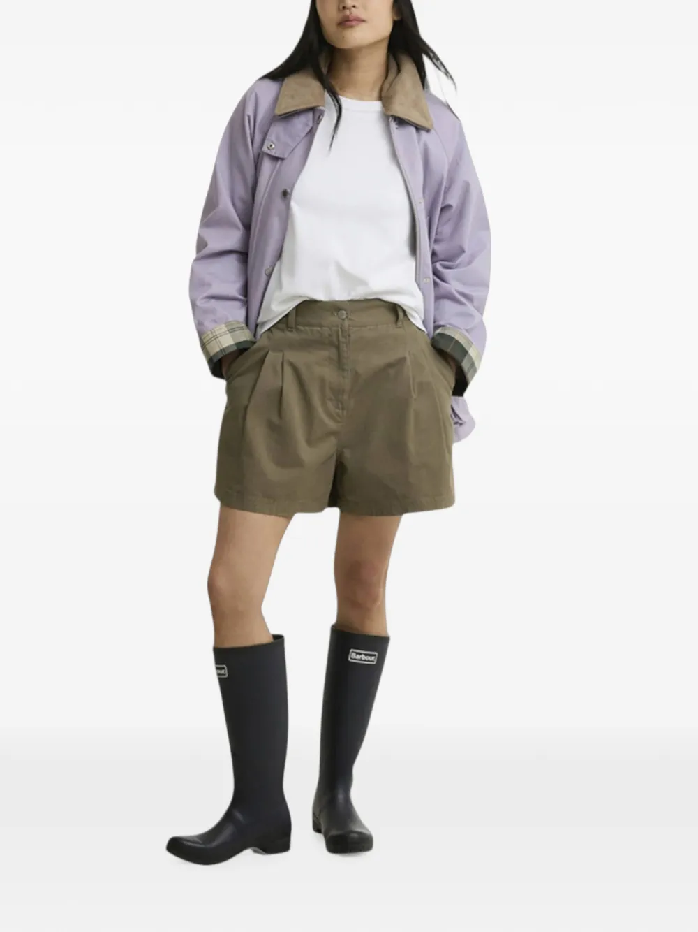 Barbour Beadnell jack met ribfluwelen kraag Paars