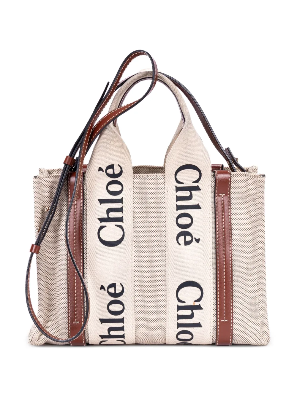 Chloé Pre-Owned Woody logo-strap tote bag - Toni neutri