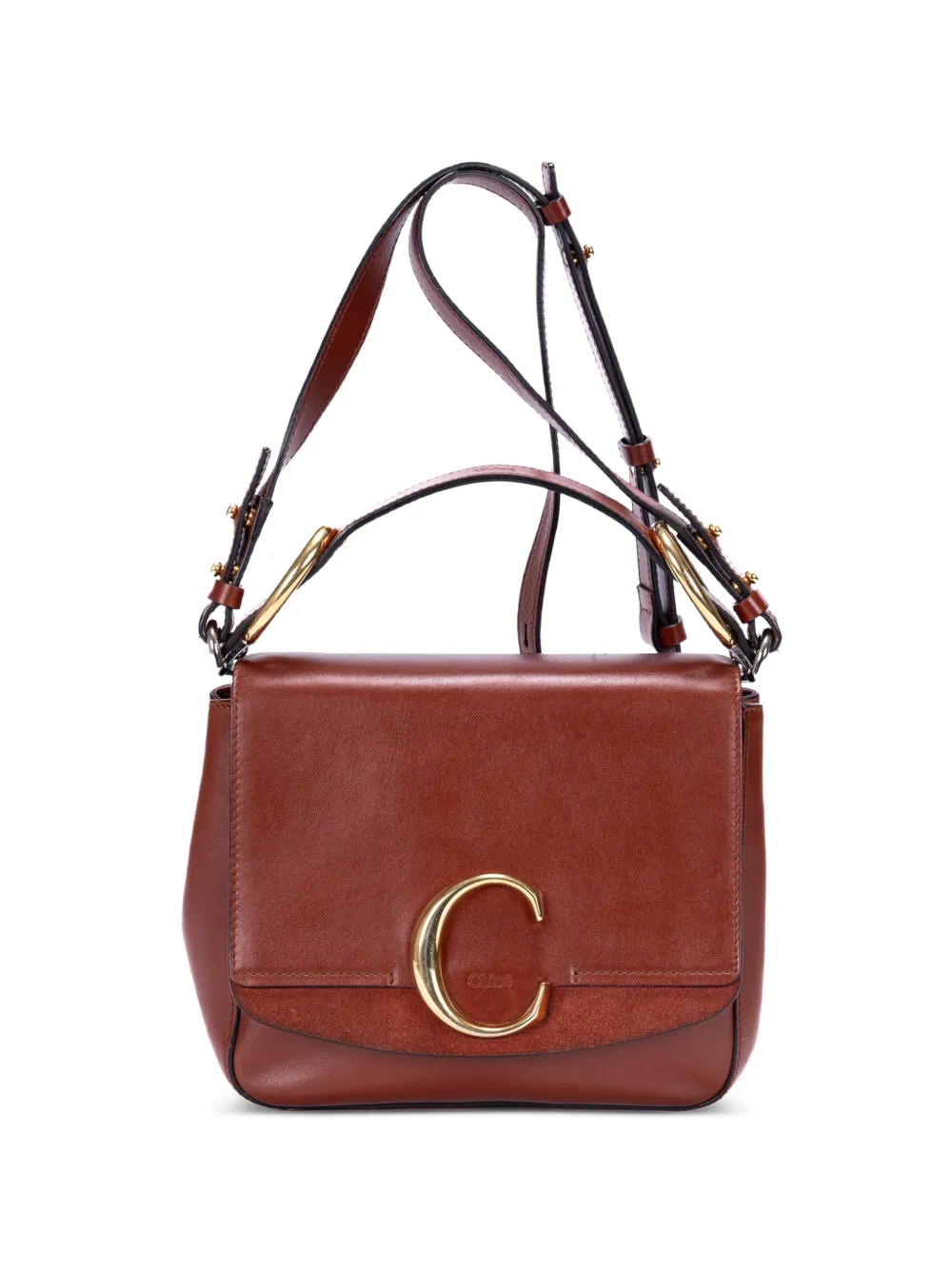 Chloé Pre-Owned C logo shoulder bag - Marrone