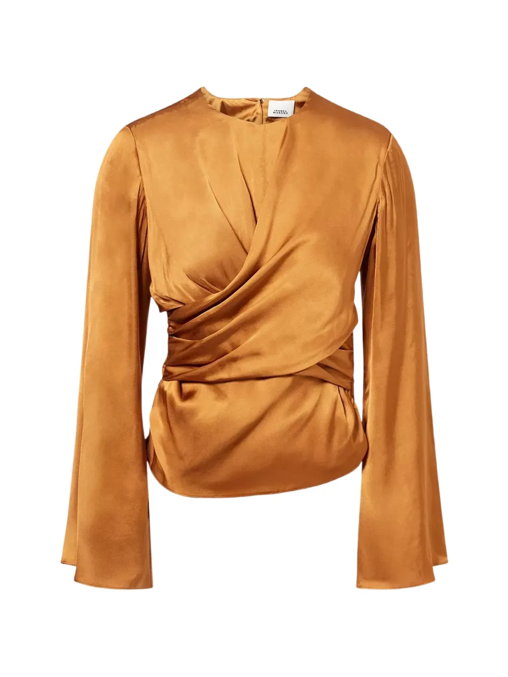 ISABEL MARANT draped long-sleeve blouse - Marrone