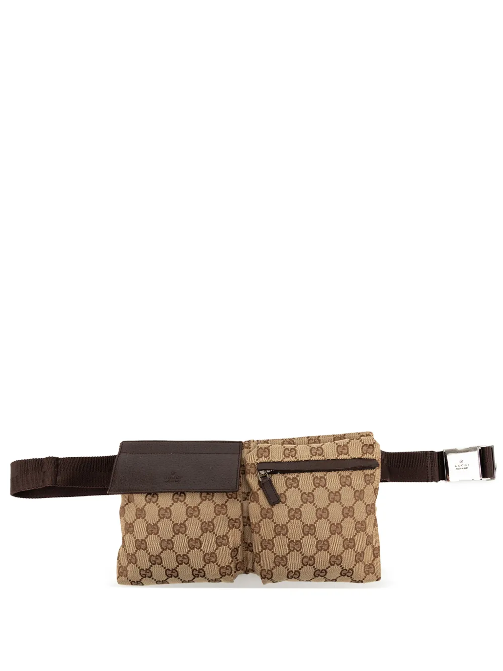 Gucci Pre-Owned 2000-2015 GG Canvas Double Pocket belt bag - Toni neutri
