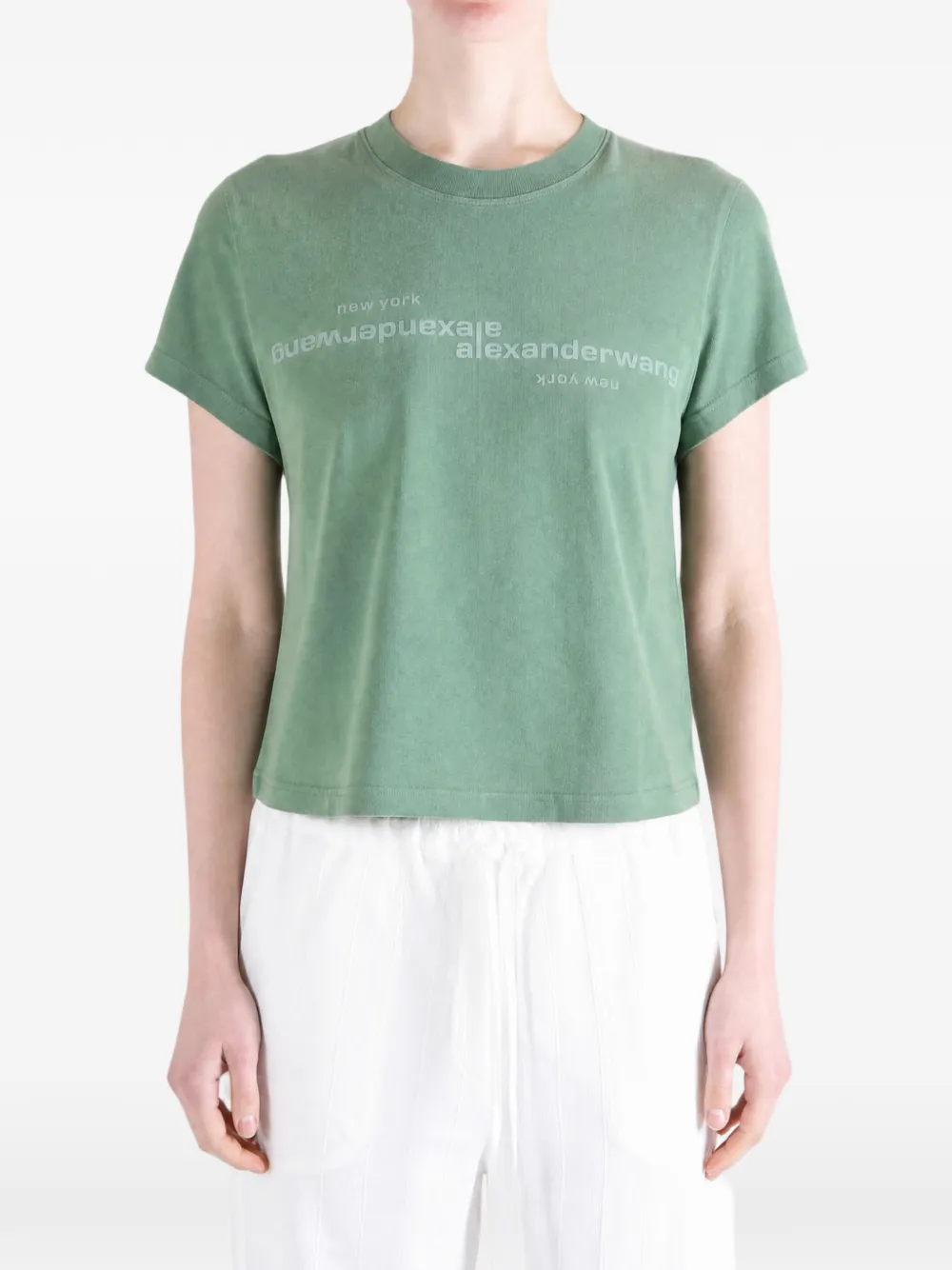 Alexander Wang T-shirt met spiegelend logo Groen