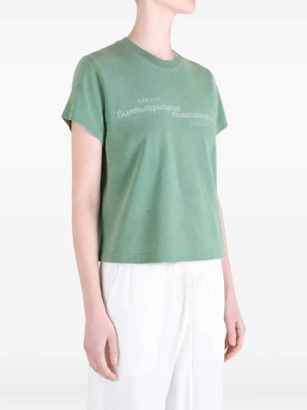 Alexander Wang T-shirt met spiegelend logo Groen