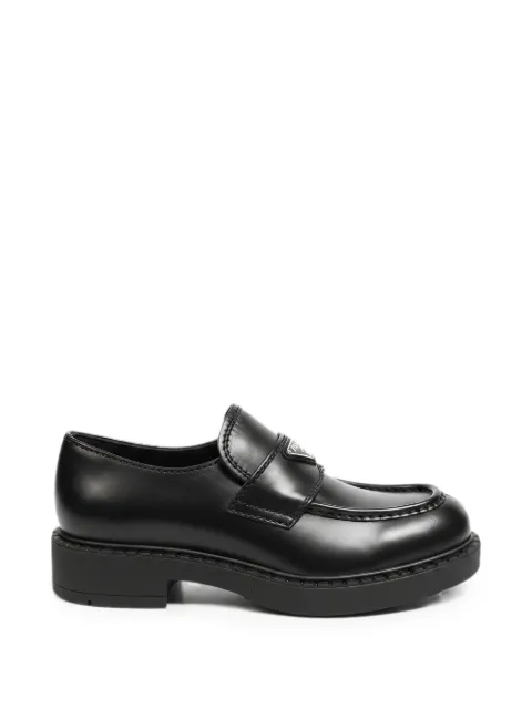 Prada logo-plaque leather loafers