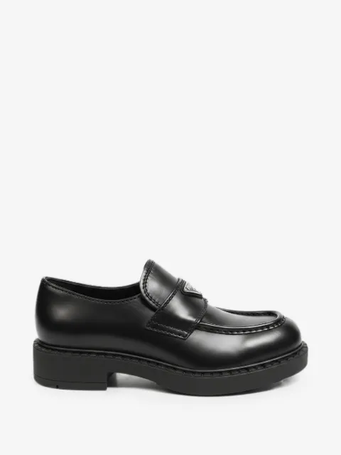 Prada logo-plaque leather loafers