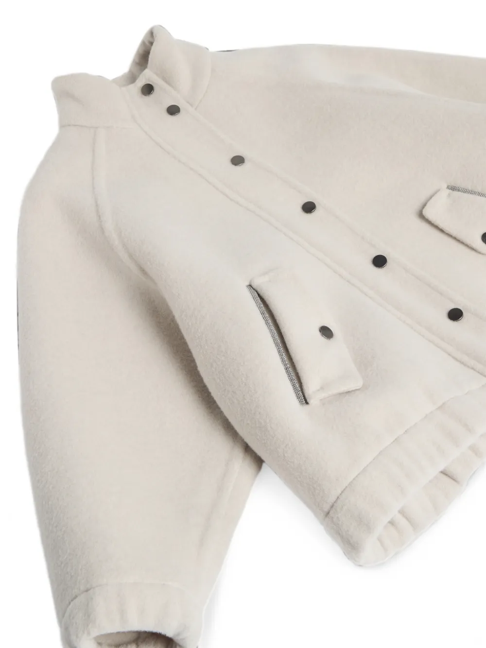Brunello Cucinelli Kids Jas van scheerwol en kasjmier met Monili-verfraaiing Beige