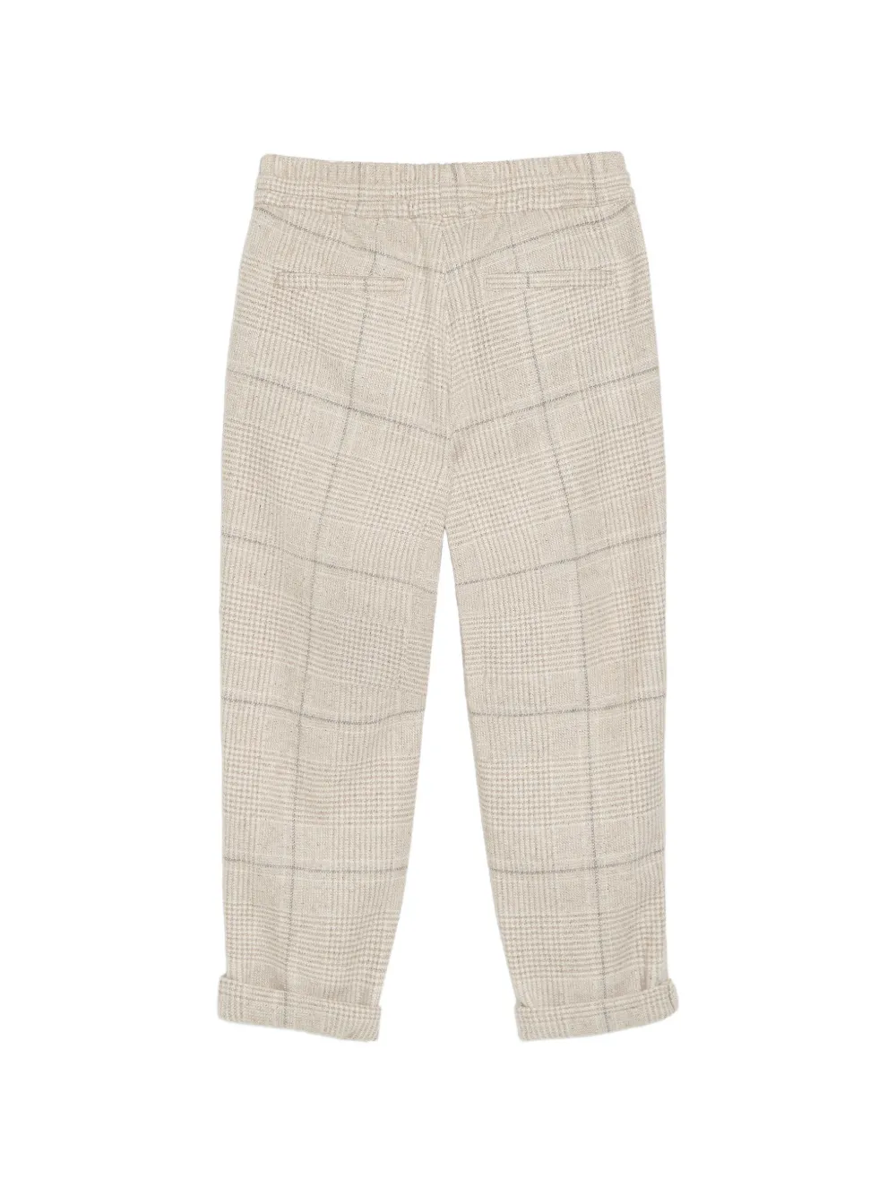 Brunello Cucinelli Kids Prince of Wales flanellen broek met trekkoord Beige