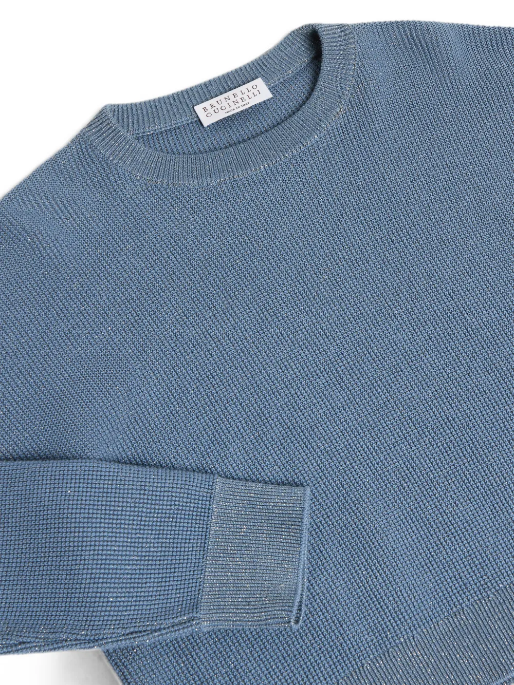 Brunello Cucinelli Kids Geribbelde katoenen trui Blauw