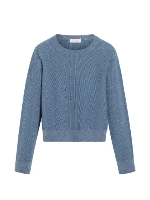 Brunello Cucinelli Kids glitrende sweater i mikroribstrik
