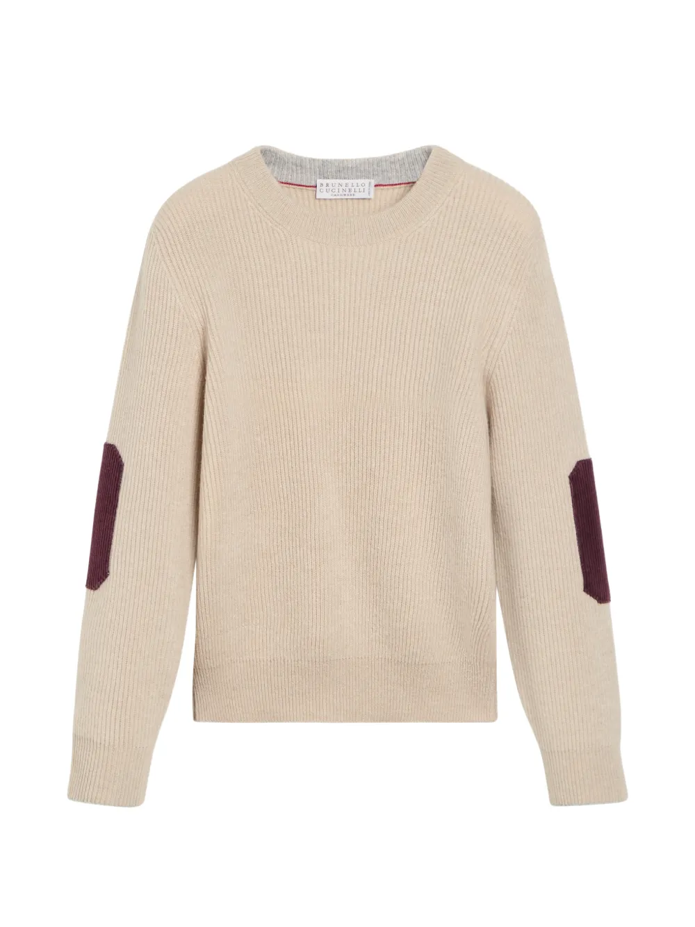 Brunello Cucinelli Kids Kaschmirpullover mit englischem Rippmuster und Cordeinsätzen - Nude