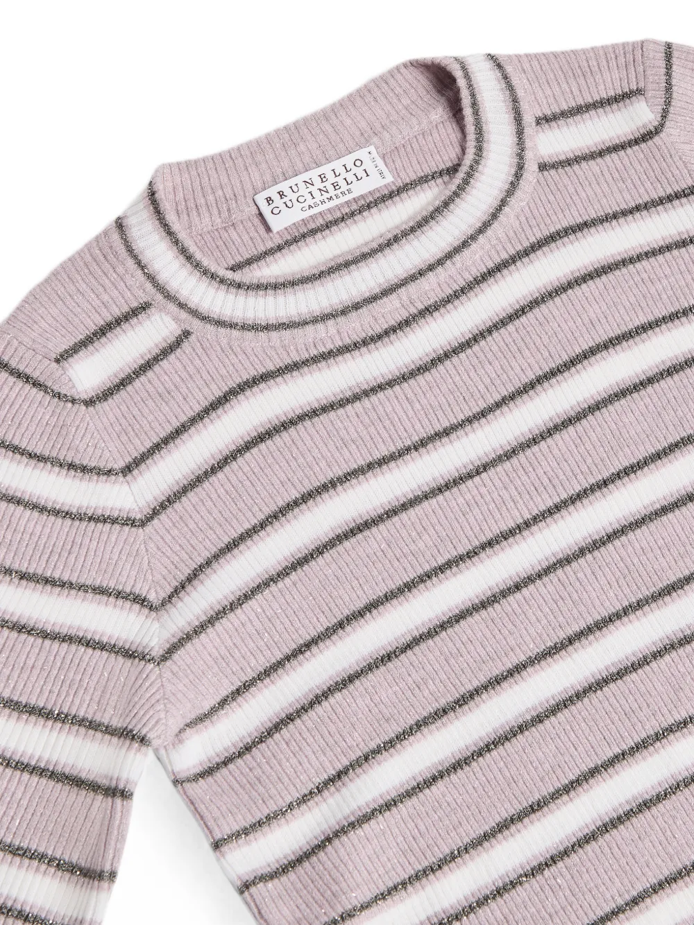 Brunello Cucinelli Kids Geribbelde lichtgewicht trui van kasjmier met strepen Roze
