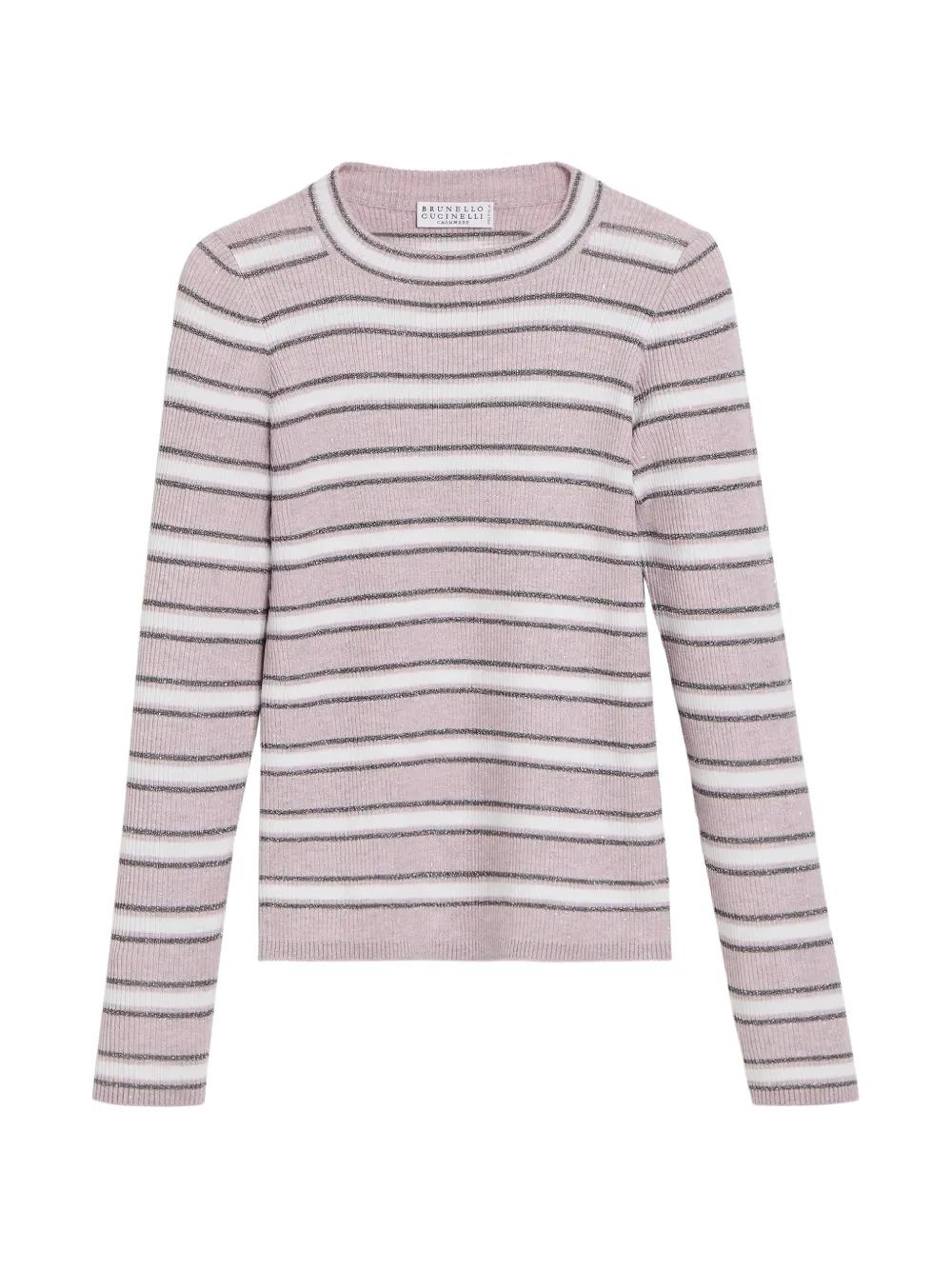 Brunello Cucinelli Kids Gerippter Pullover mit Streifen - Rosa