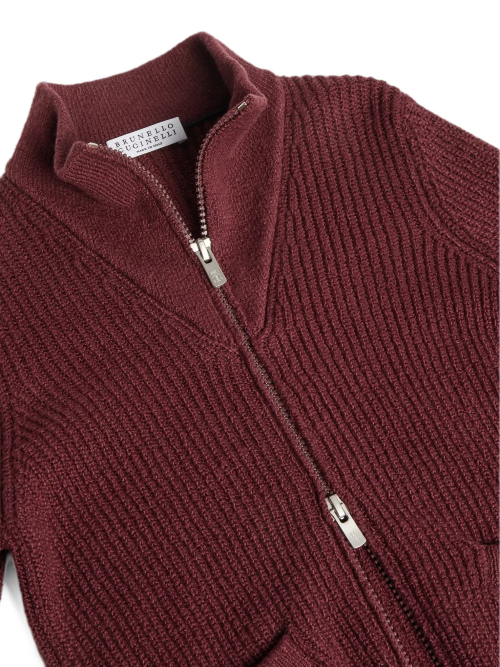 Brunello Cucinelli Kids Malfilé katoenen vest met hoge hals en rits Rood