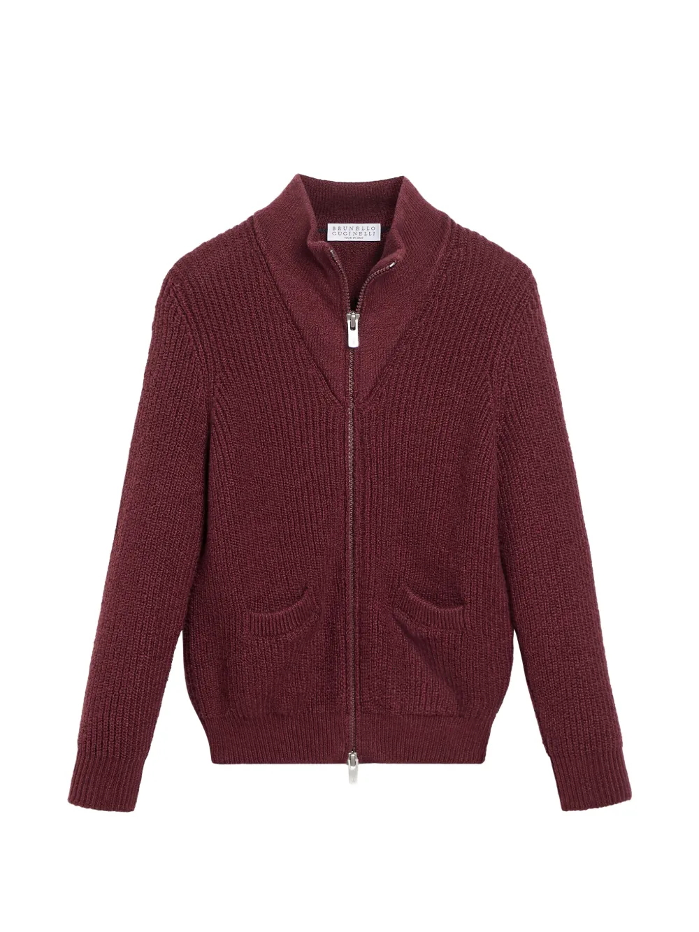 Brunello Cucinelli Kids Cardigan a collo alto con zip - Rosso