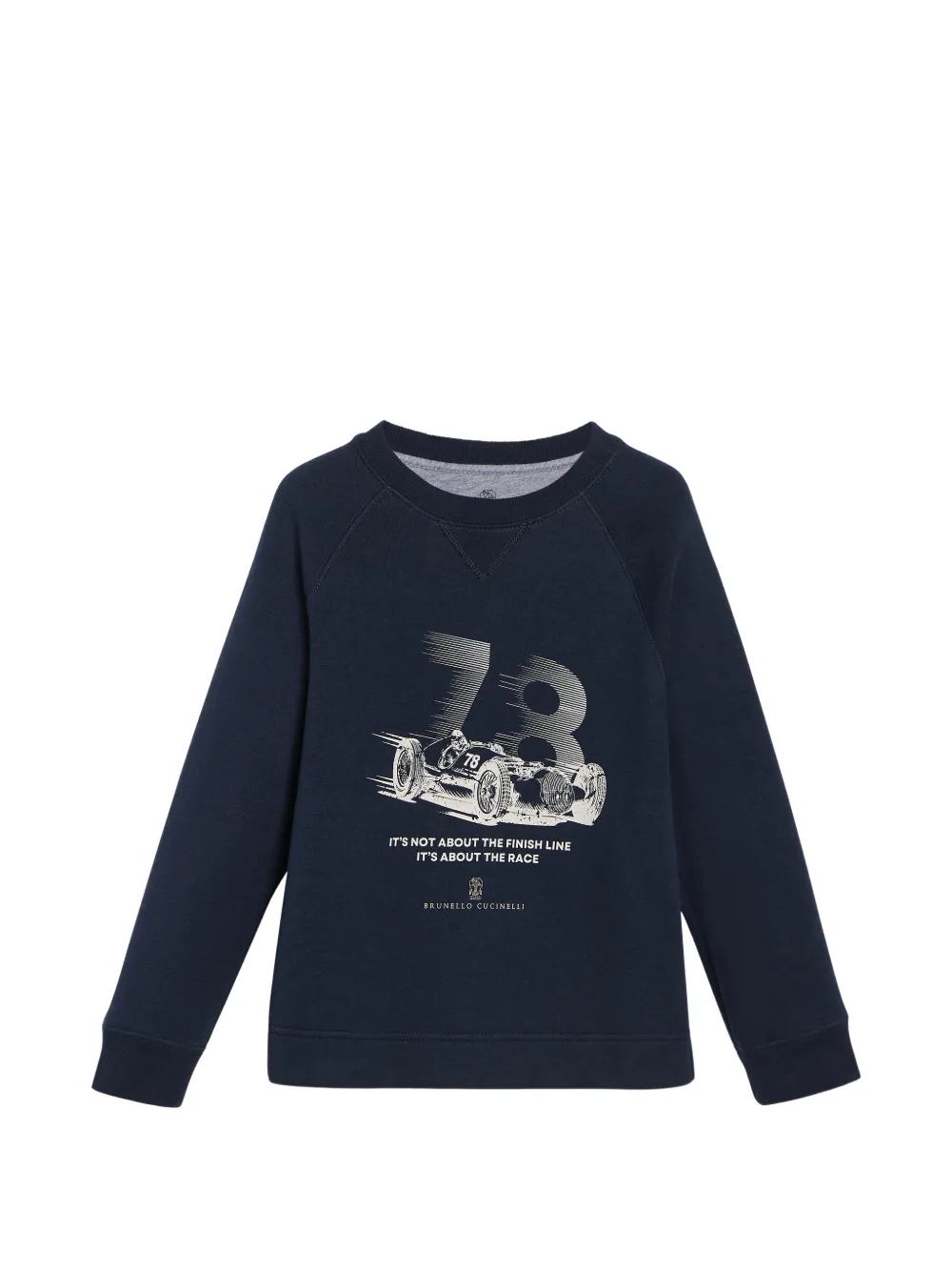 Brunello Cucinelli Kids Sweatshirt aus Baumwolle, Kaschmir und Seide mit Print - Blau