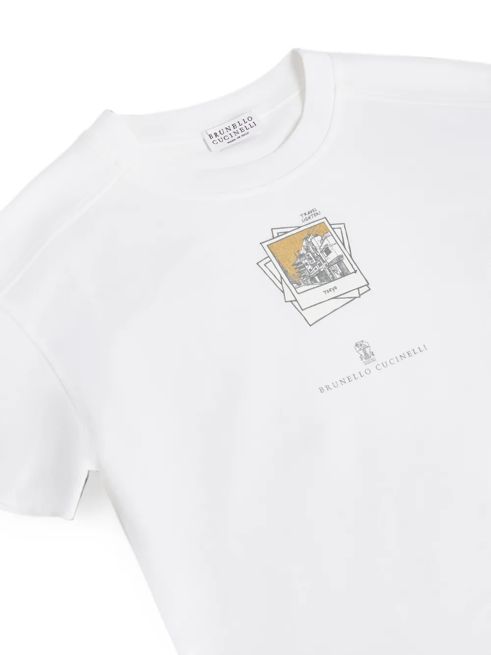 Brunello Cucinelli Kids Katoenen jersey T-shirt met print Wit