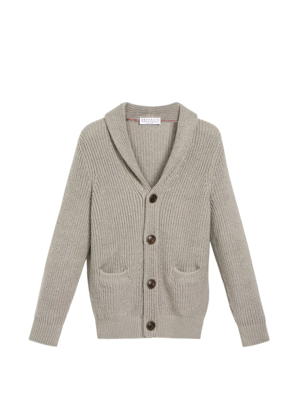 Brunello Cucinelli Kids Cardigan in cotone malfilé - Grigio