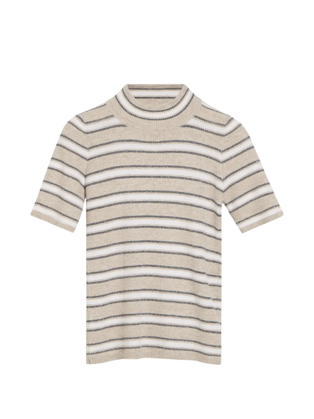 Brunello Cucinelli Kids T-shirt in maglia leggera a righe - Toni neutri