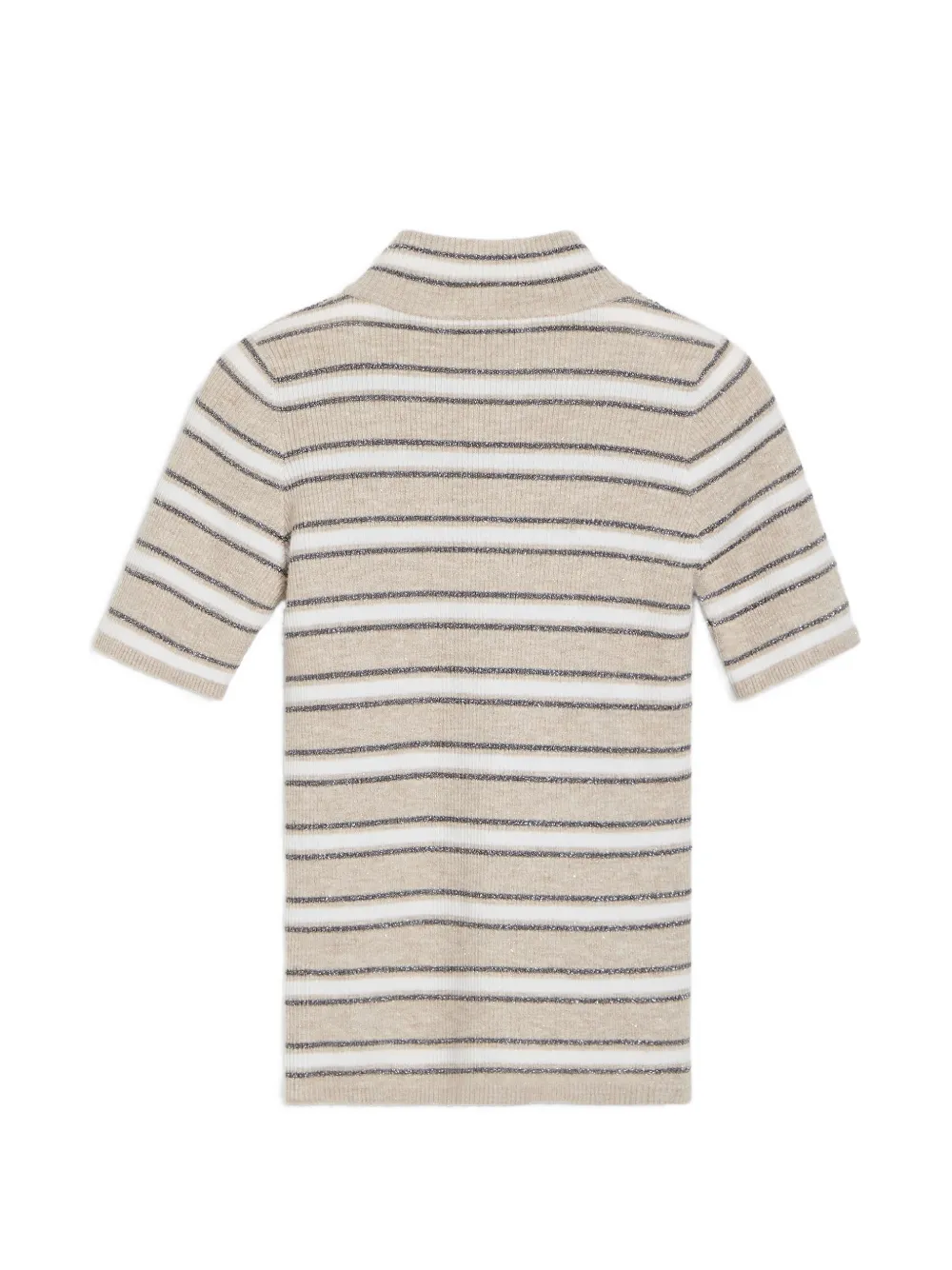 Brunello Cucinelli Kids Geribbeld kasjmier T-shirt met strepen Beige