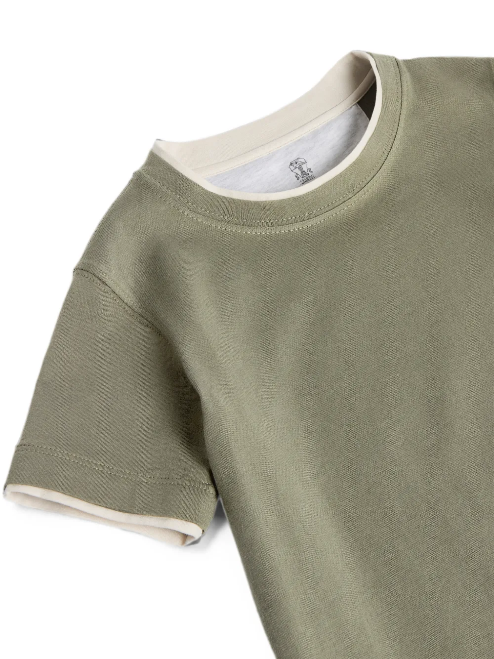Brunello Cucinelli Kids Katoenen jersey T-shirt met imitatielaag Groen