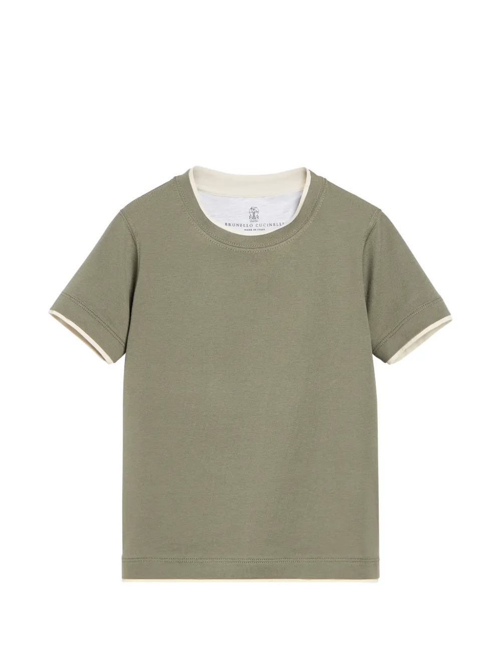 Brunello Cucinelli Kids T-Shirt mit Faux-Layering-Effekt - Grün