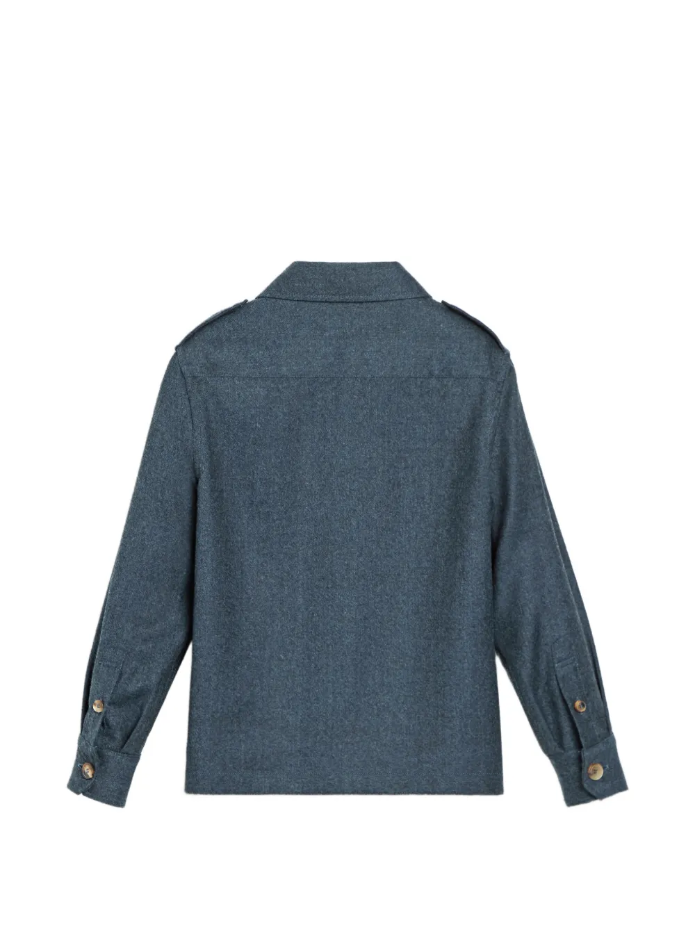 Brunello Cucinelli Kids Flanellen shirtjack van scheerwol Blauw