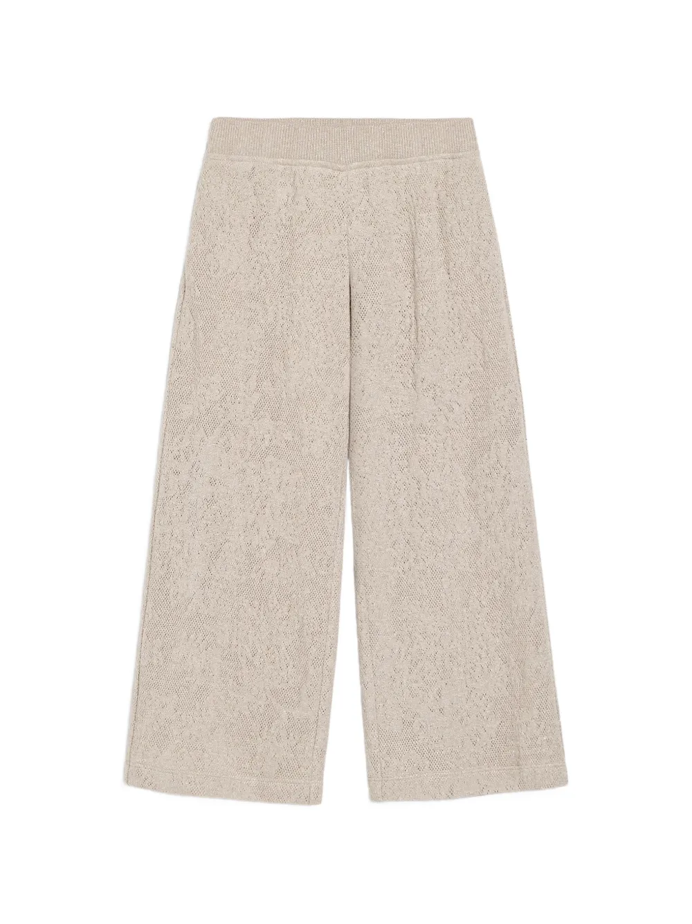 Brunello Cucinelli Kids Jogginghose aus funkelnder Schurwolle und Kaschmir mit Spitzenblumen - Nude